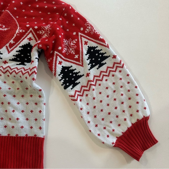 Vintage Coca Cola Polar Bear Crewneck Sweater Fuzzy Heart Knit Pullover Sweater - Picture 8 of 9